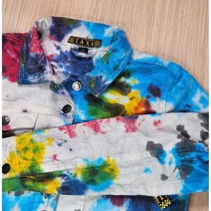 Taxi Tie Dye Women's Denim Trucker Jacket Size S Multicolor Coat NEW